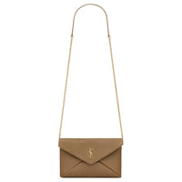 SAINT LAURENT CASSANDRE Lambskin Envelope Bag, Shoulder Bag Women's Umber