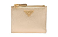 PRADA Saffiano Leather Wallet Small Size Women's Platinum