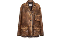 MIU MIU SS23 Leather Jacket Women's Cocoa Brown