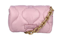 MIU MIU Leather With Nylon Fabric Shoulder Bag Women's Pink