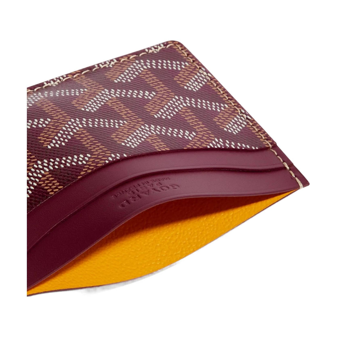 GOYARD Canvas With Calfskin Card Clip Card Holder Unisex Burgundy & Pink Small Heart