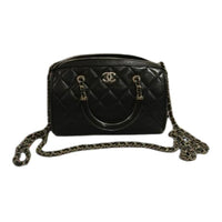 CHANEL Lambskin Handbag Women's Black