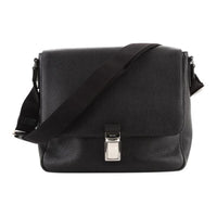 PRADA Leather Shoulder Bag Crossbody Bag Medium Size Men's Black