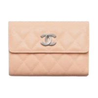 CHANEL Calfskin Wallet Women's Beige