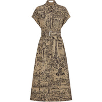 DIOR Mid-Length Shirtdress Short-Sleeved Dresses Women's Beige