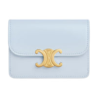 CELINE Triomphe Cow Leather Card Holder Women's Light Blue