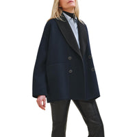 HERMES Coats Women's Black Blue