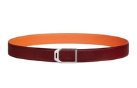 HERMES Pattern With Buckle Decoration Smooth Buckle Leather Belts Men's Red/Orange Width: 3.2cm