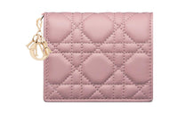 DIOR Lady Dior Lambskin Wallet Mini Women's Light Pink