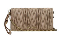 MIU MIU Sheepskin Shoulder Bag Crossbody Bag Women's Brown