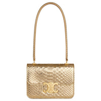 CELINE Snake Leather One Shoulder Handbags Women's Gold