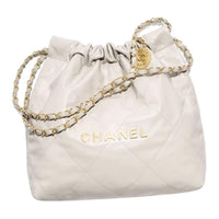 CHANEL Calfskin Hobo Bag Shoulder Bag Mini Women's Light Gray