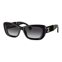 CHANEL Acetate Irregular Shape Sunglasses Women's Black