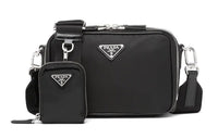PRADA Recycled Nylon With Leather Combo Bag, Shoulder Bag, Crossbody Bag Regular Men's Black