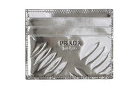 PRADA Shiny Leather Card Holder Men's Silver