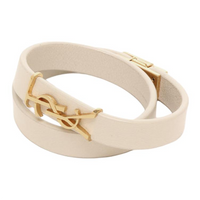 SAINT LAURENT Leather Wristbands Women's White