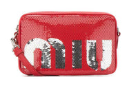MIU MIU Leather Camera Bag Shoulder Bag Crossbody Bag Women's Red