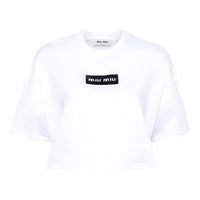 MIU MIU Logo-Detailed Cropped T-Shirt