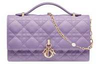 DIOR Lambskin Shoulder Bag Crossbody Bag Handbag Mini Women's Purple