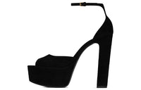 SAINT LAURENT Jodie Chunky Heel One Strap Sandals Women's Black