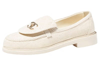 CHANEL Loafers Ivory Corduroy Women's