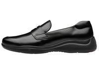 PRADA Toblach Brushed Leather Slip-on Sneakers Black Men's