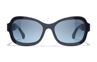 CHANEL Acetate Irregular Shape Sunglasses Women's Dark Blue