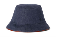 Loro Piana Cotton, Polyester, Calfskin Bucket Hats Men's Blue