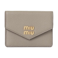MIU MIU Cow Leather Card Holder Women's Gray