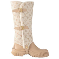 LOUIS VUITTON SKI Skiing Series Knee high Boots Women's Beige