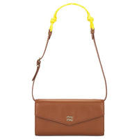 MIU MIU Smooth Leather Wallet Purse Women's Cognac Mixed Yellow