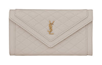 SAINT LAURENT GABY Sheepskin Wallet Large Size Women's Light Brown