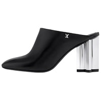 LOUIS VUITTON Silhouette Closed Toe Slippers 8cm Women's Black