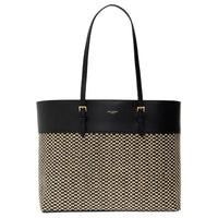SAINT LAURENT Raffia Tote Bag Shopping Bag Shoulder Bags Women's Black & Light Brown