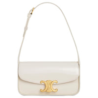 CELINE Cow Leather Handbag, Shoulder Bag Women's Cotton White