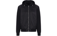PRADA Men's Logo Zip-Up Hooded Jacket Black