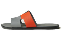 HERMES Rubber Sole Slide Slippers Men's Gray Orange