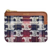 CELINE Plaid Velvet Card Holder Women's Multicolor