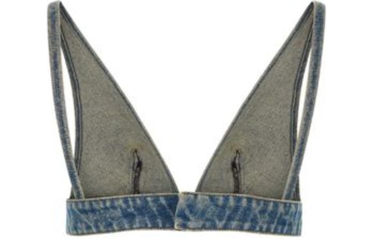 PRADA Plunging V Neck Denim Cropped Top