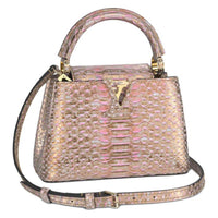 LOUIS VUITTON Capucines Python Skin Capusin Shoulder Crossbody Handbag Mini Women's Copper Metal Rose Pink Red
