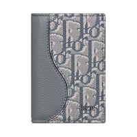 DIOR Grained Calfskin Card Holder Men's Dark Gray