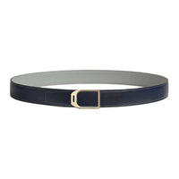 HERMES Calfskin Leather Belts Men's Blue Sea, Gray Sea Width 3.2cm