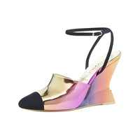 CHANEL Wedge Heel High Heels 10cm Women's Pink