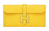 HERMES Jige Elan Swift Leather Clutch Women's Naples Yellow & Red