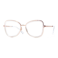 CHANEL Metal Rhinestone Butterfly Eyeglass Frames Women's Brown