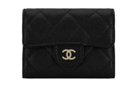 CHANEL Grained Calfskin Wallet Small Size Women's Black