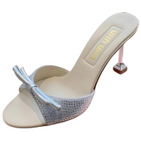 MIU MIU Slide Slippers 9cm Women's Silver