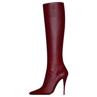 SAINT LAURENT Vivienne Knee high Boots 10cm Women's Red