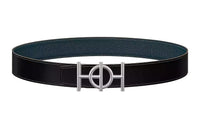 HERMES Vintage Silver Buckle Togo Calfskin Double-Sided Leather Belt Men's Black Width: 3.8cm