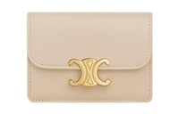 CELINE Triomphe Cow Leather Wallet, Card Holder Women's Nude